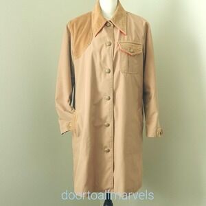 VTG 70s Fox Point Western Ranch Coat Duster Corduroy Red-Fleece Lined USA Sz 12